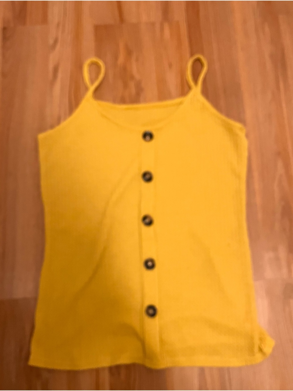 Mustard tank top with button accents